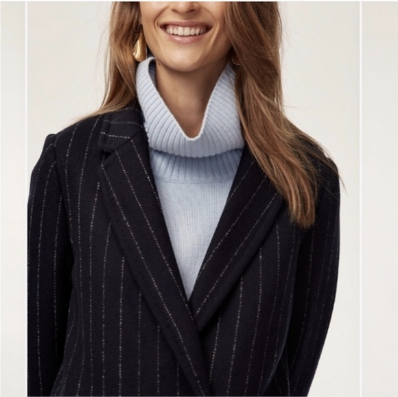 Aritzia Black Pinstripe Pea Coat - Picture 5 of 16